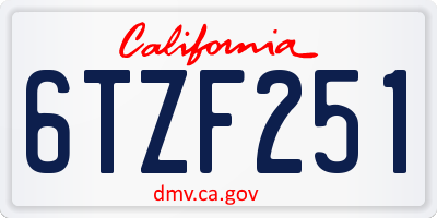 CA license plate 6TZF251