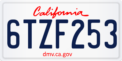 CA license plate 6TZF253