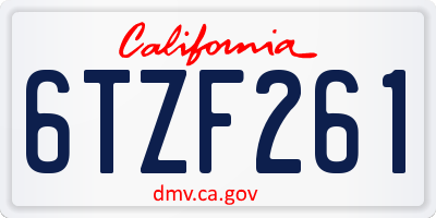 CA license plate 6TZF261