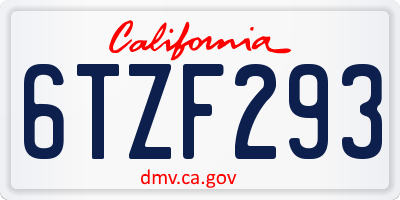CA license plate 6TZF293
