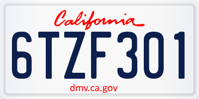 CA license plate 6TZF301