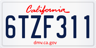 CA license plate 6TZF311