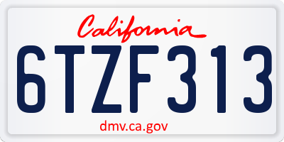 CA license plate 6TZF313