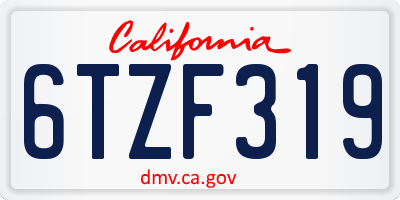 CA license plate 6TZF319