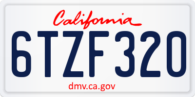 CA license plate 6TZF320