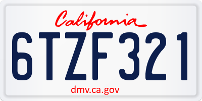 CA license plate 6TZF321