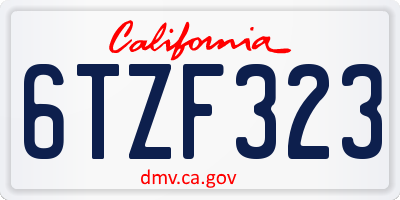 CA license plate 6TZF323