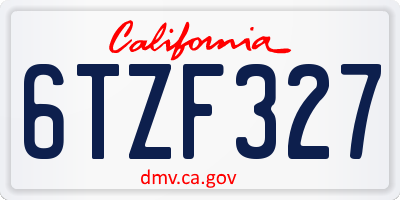 CA license plate 6TZF327