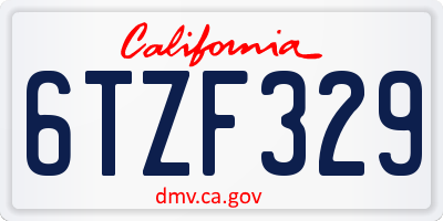CA license plate 6TZF329