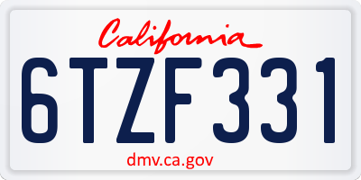 CA license plate 6TZF331