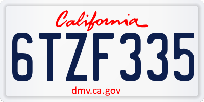 CA license plate 6TZF335