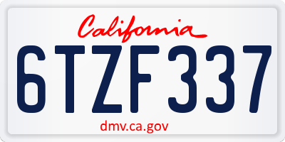 CA license plate 6TZF337