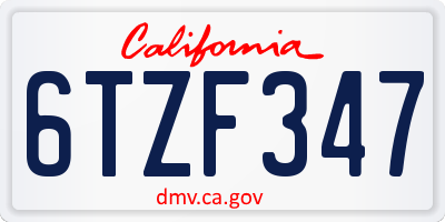 CA license plate 6TZF347