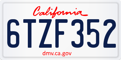 CA license plate 6TZF352
