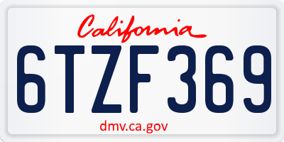 CA license plate 6TZF369
