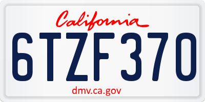 CA license plate 6TZF370