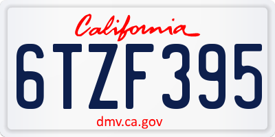 CA license plate 6TZF395