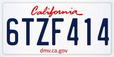 CA license plate 6TZF414