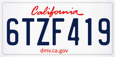 CA license plate 6TZF419