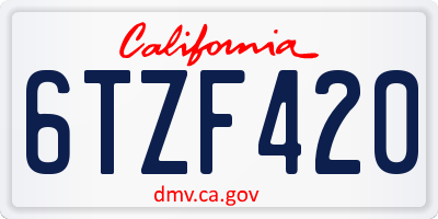 CA license plate 6TZF420