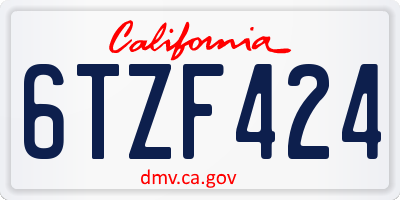 CA license plate 6TZF424