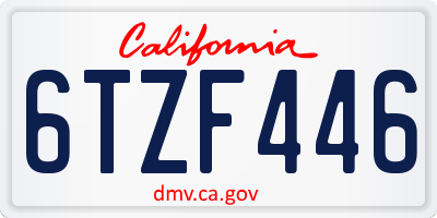 CA license plate 6TZF446