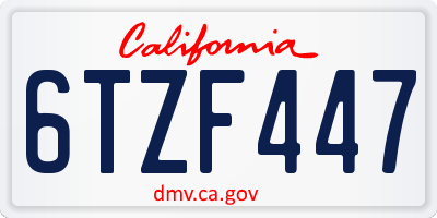 CA license plate 6TZF447