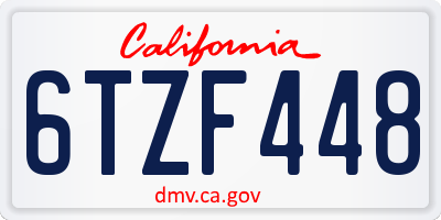 CA license plate 6TZF448