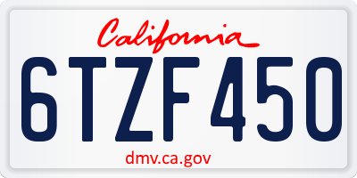 CA license plate 6TZF450