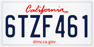 CA license plate 6TZF461
