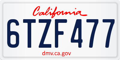 CA license plate 6TZF477