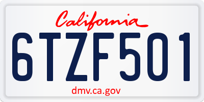 CA license plate 6TZF501