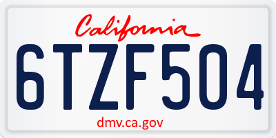 CA license plate 6TZF504