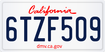CA license plate 6TZF509