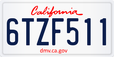 CA license plate 6TZF511