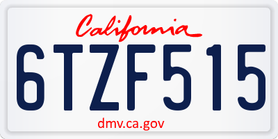 CA license plate 6TZF515