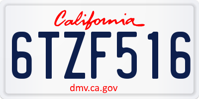CA license plate 6TZF516