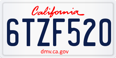 CA license plate 6TZF520