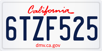 CA license plate 6TZF525