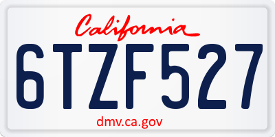 CA license plate 6TZF527