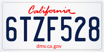 CA license plate 6TZF528