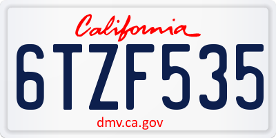 CA license plate 6TZF535