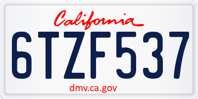 CA license plate 6TZF537