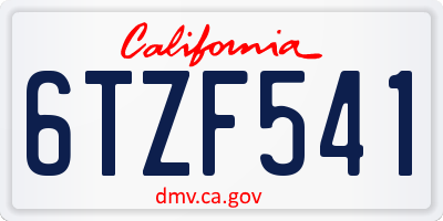 CA license plate 6TZF541