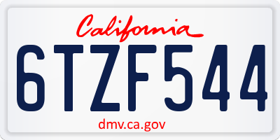 CA license plate 6TZF544
