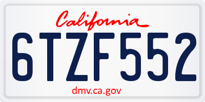 CA license plate 6TZF552