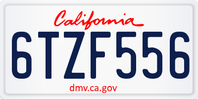 CA license plate 6TZF556