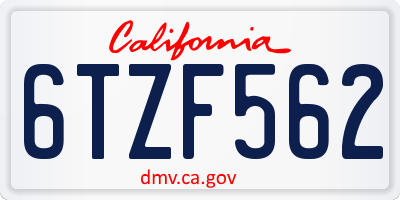 CA license plate 6TZF562