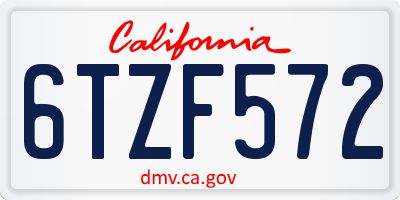 CA license plate 6TZF572