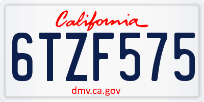 CA license plate 6TZF575
